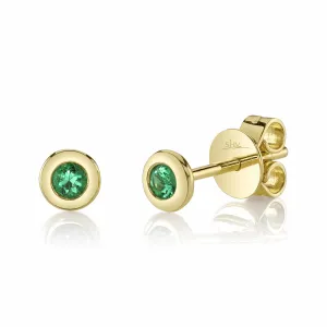 Bezeled Emerald Stud Earrings