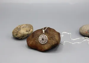 Black Onyx Inlaid Mandala Sterling Silver Pendant