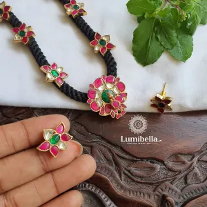 Black Rope Peacock Pendant Set