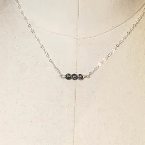 Black Silk Stone Tiny Gemstone Necklace