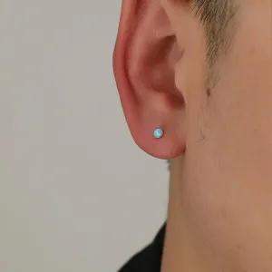 Blue Amber Stud Earrings