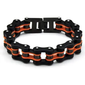 Bracelet Chaine Moto Noir et Orange