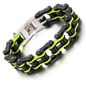 Bracelet en chaine de moto - Noir et vert
