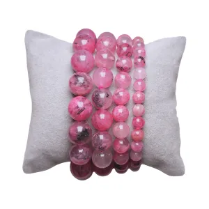 Bracelet en Rhodonite sur Quartz du Brésil AAA