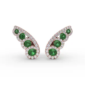 Butterfly Wing Emerald and Diamond Studs