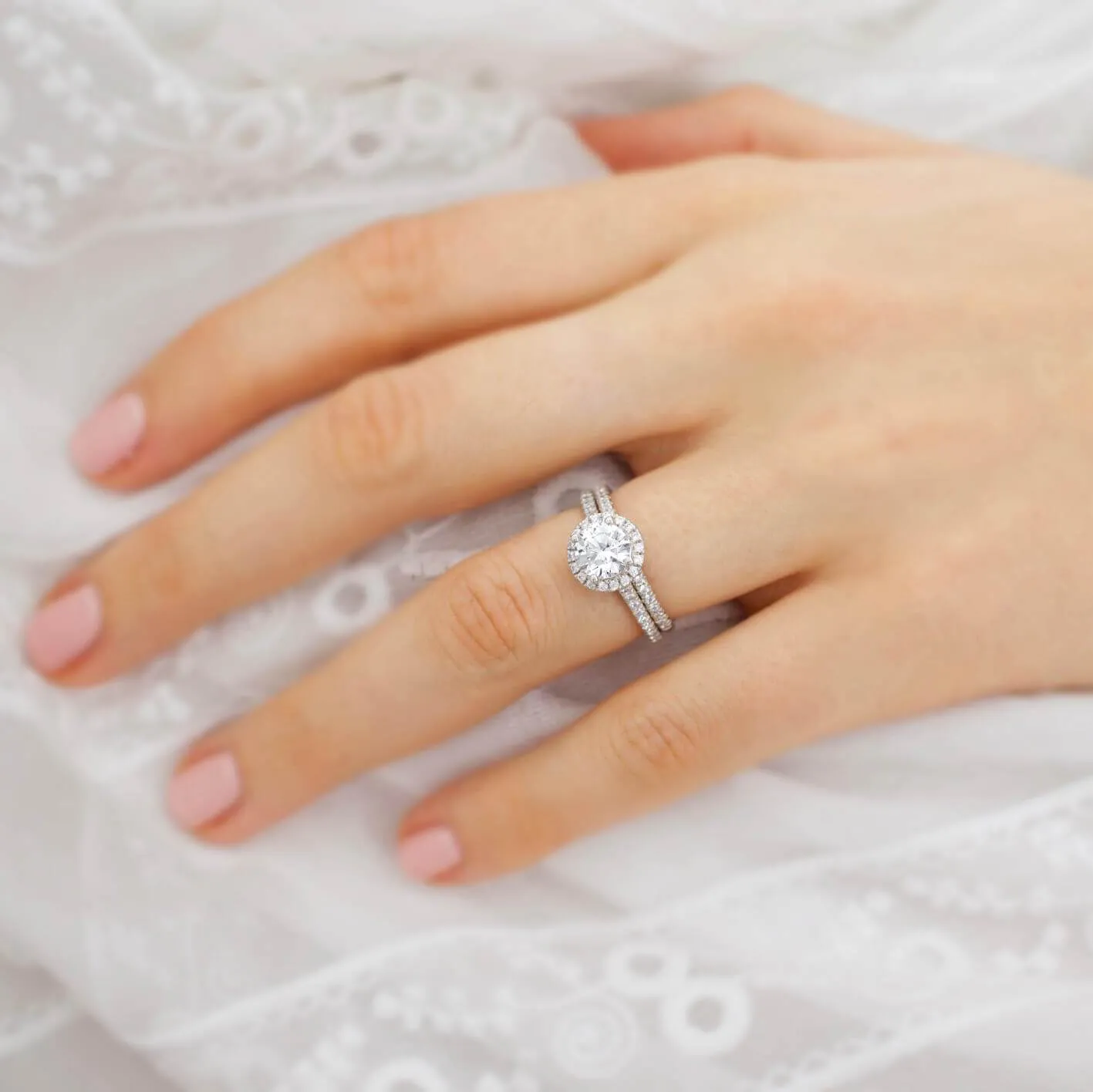 CECELIA - Ready to Ship 1.65mm Micro Pavé Platinum half set Eternity Wedding Band