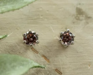 Champagne Zircon Earrings; Genuine Untreated Tanzania Zircon