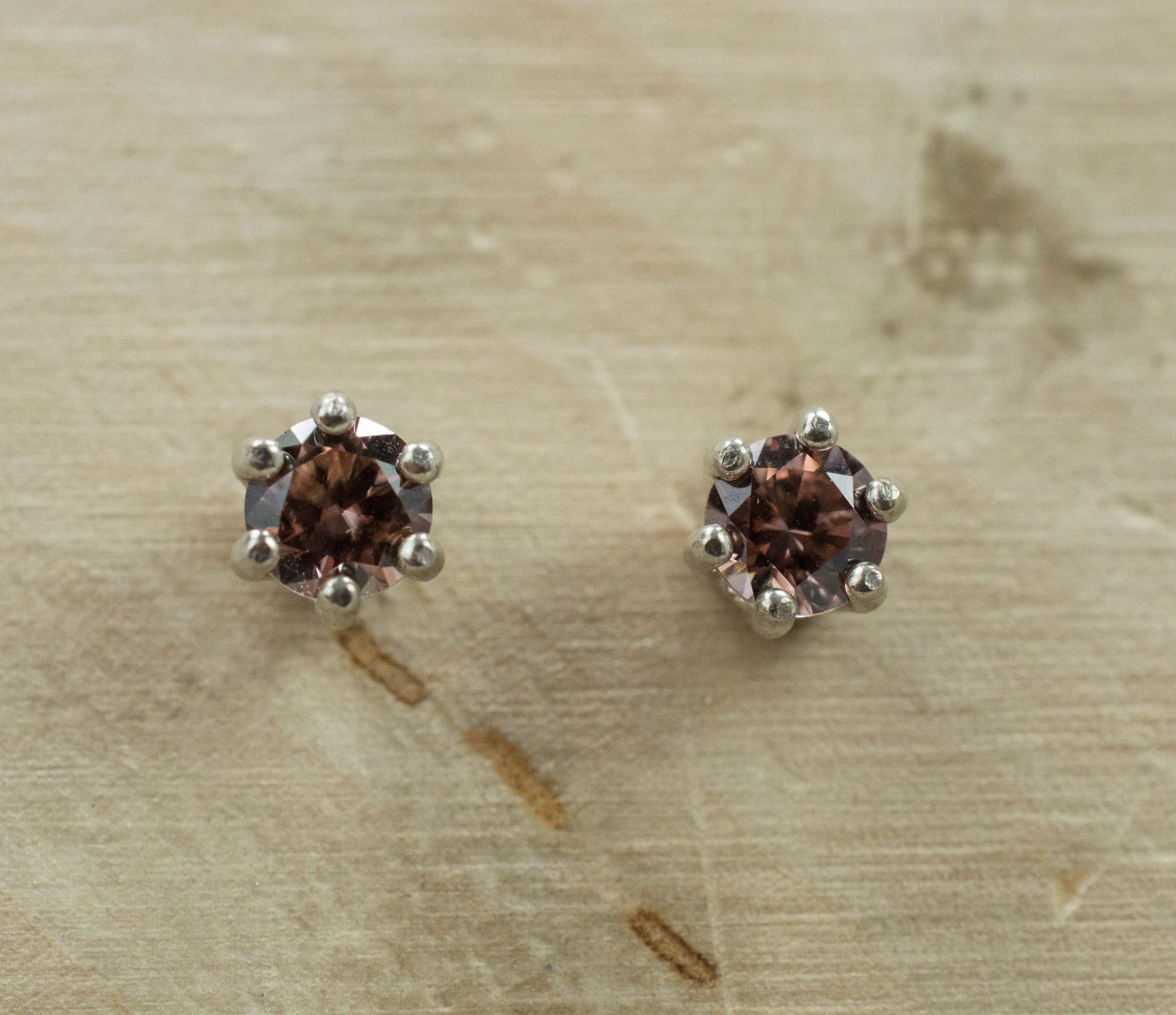 Champagne Zircon Earrings; Genuine Untreated Tanzania Zircon