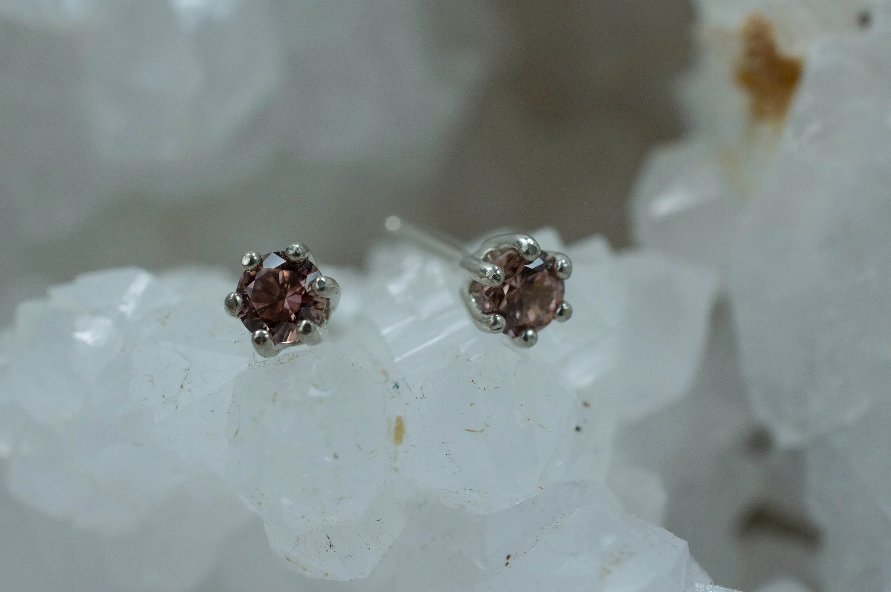 Champagne Zircon Earrings; Genuine Untreated Tanzania Zircon