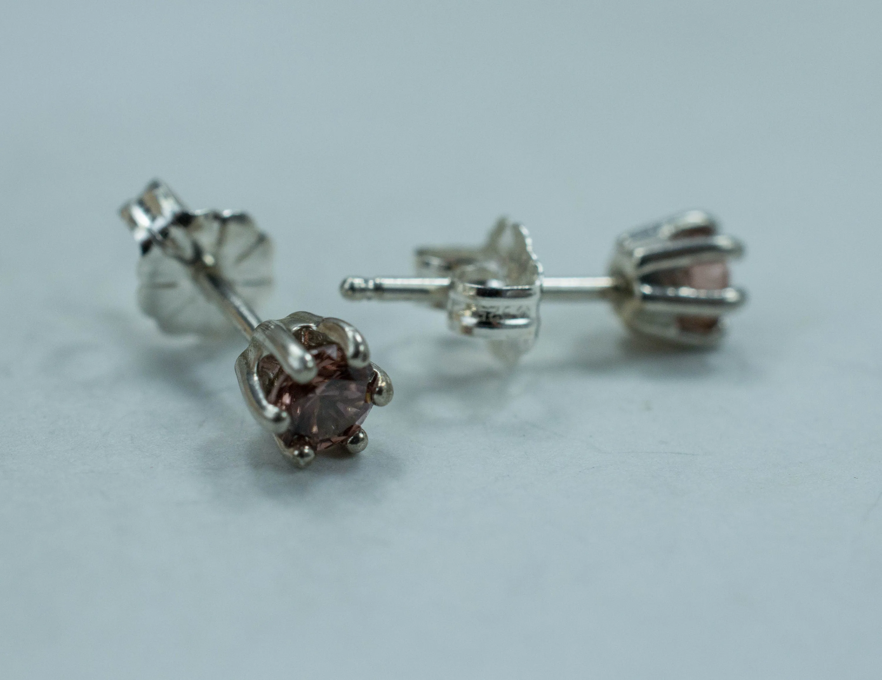 Champagne Zircon Earrings; Genuine Untreated Tanzania Zircon