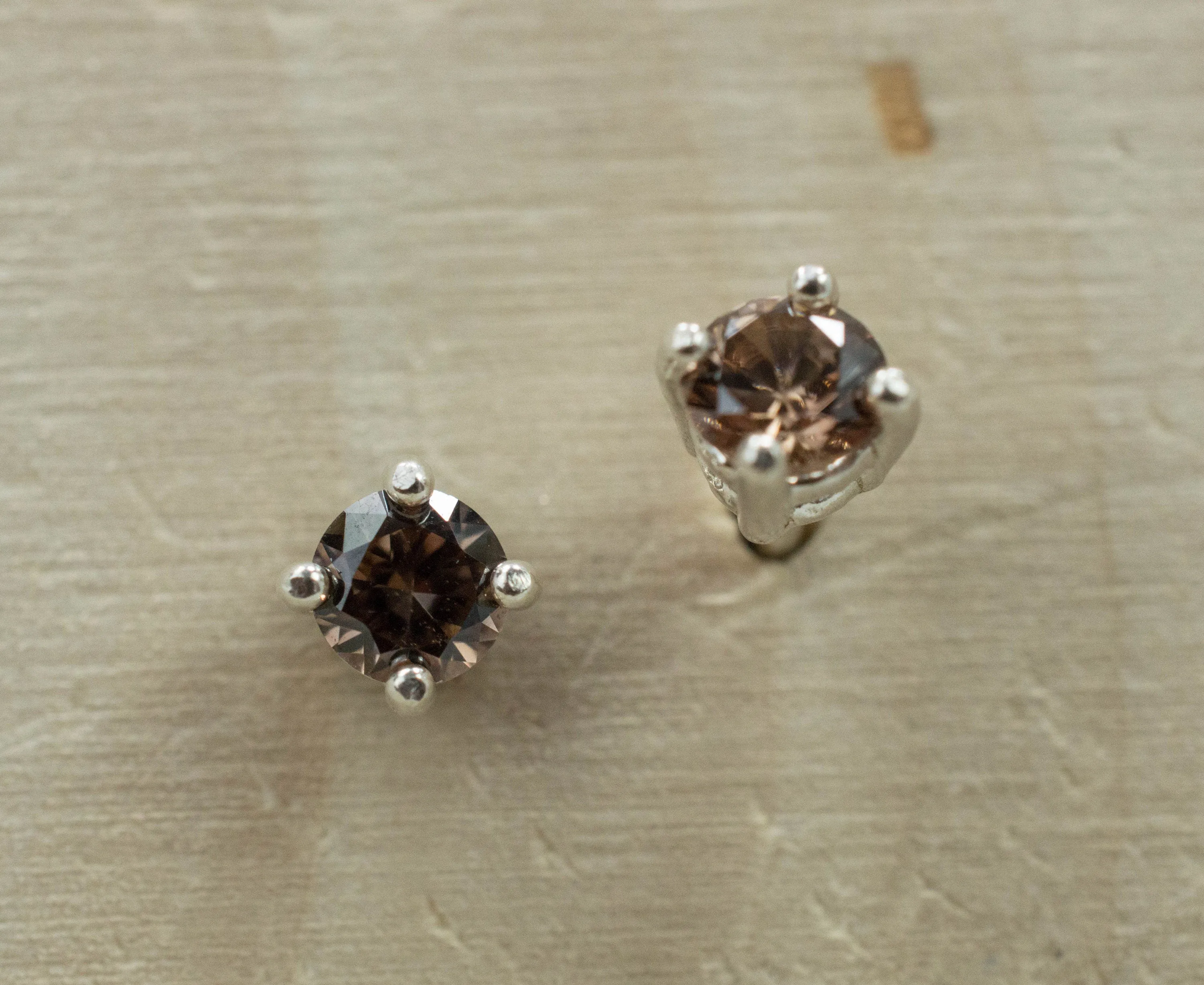 Champagne Zircon Earrings; Genuine Untreated Tanzanian Zircon