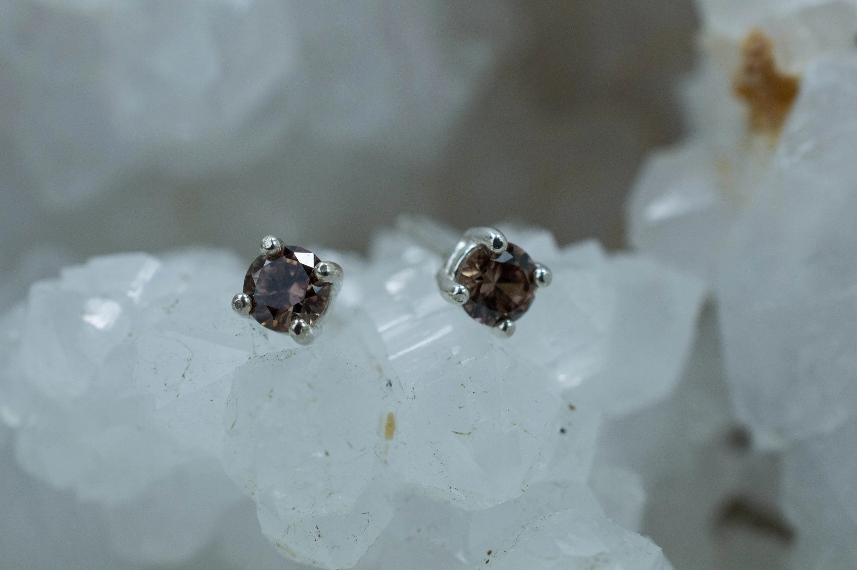 Champagne Zircon Earrings; Genuine Untreated Tanzanian Zircon