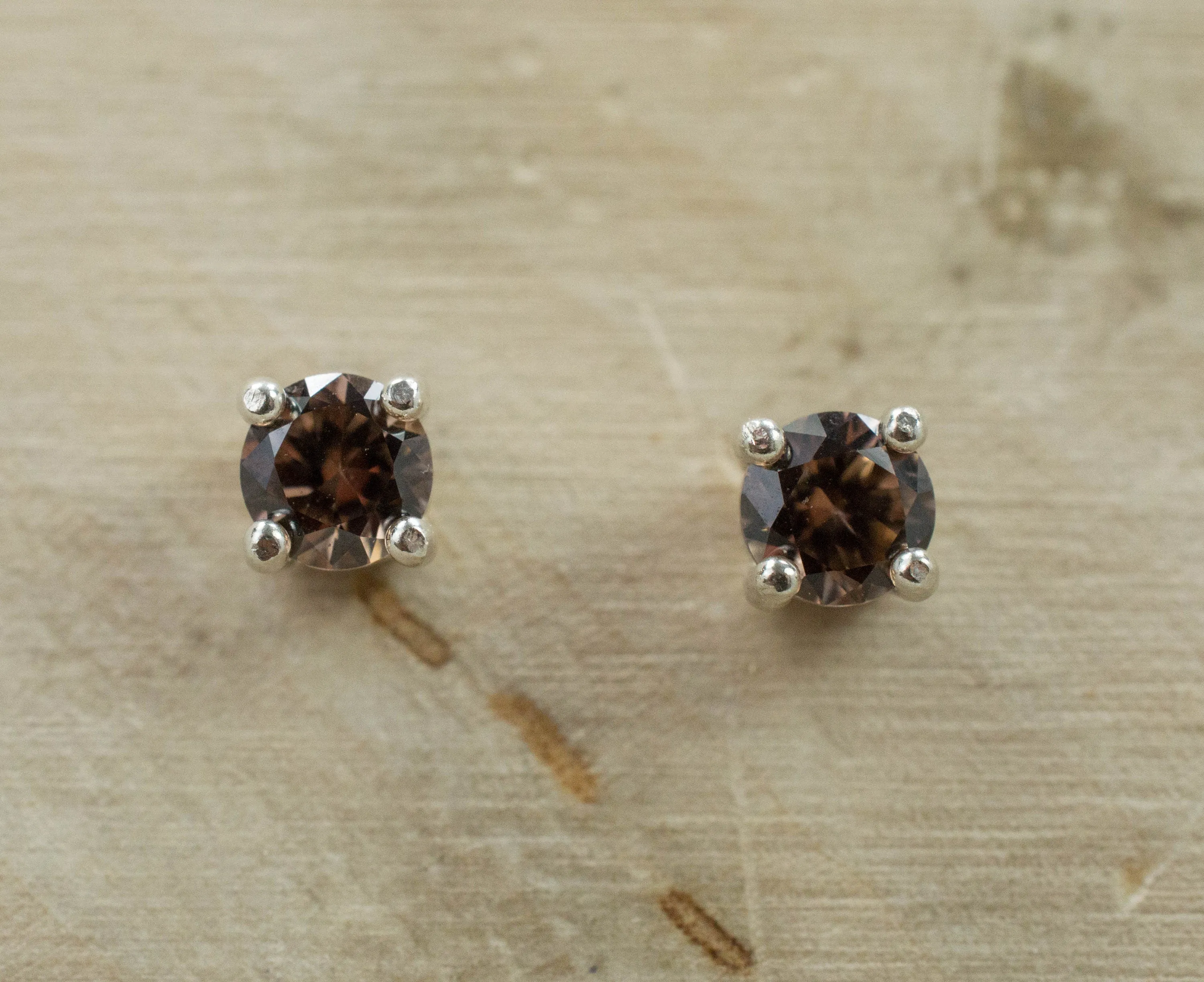 Champagne Zircon Earrings; Genuine Untreated Tanzanian Zircon