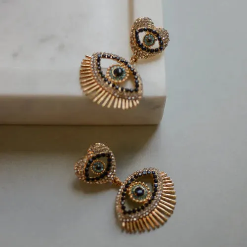 Chandelier Diamond 14K Yellow Gold Eye Drop Earrings