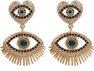 Chandelier Diamond 14K Yellow Gold Eye Drop Earrings