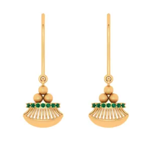 Charming 14k Gold Earrings With Green Gem From Amazea Collection