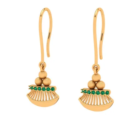 Charming 14k Gold Earrings With Green Gem From Amazea Collection