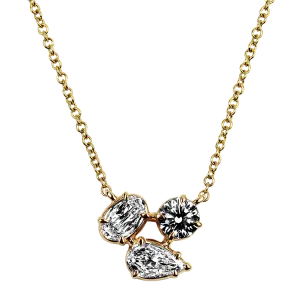Christopher Designs 14k Yellow Gold Diamond Cluster Necklace
