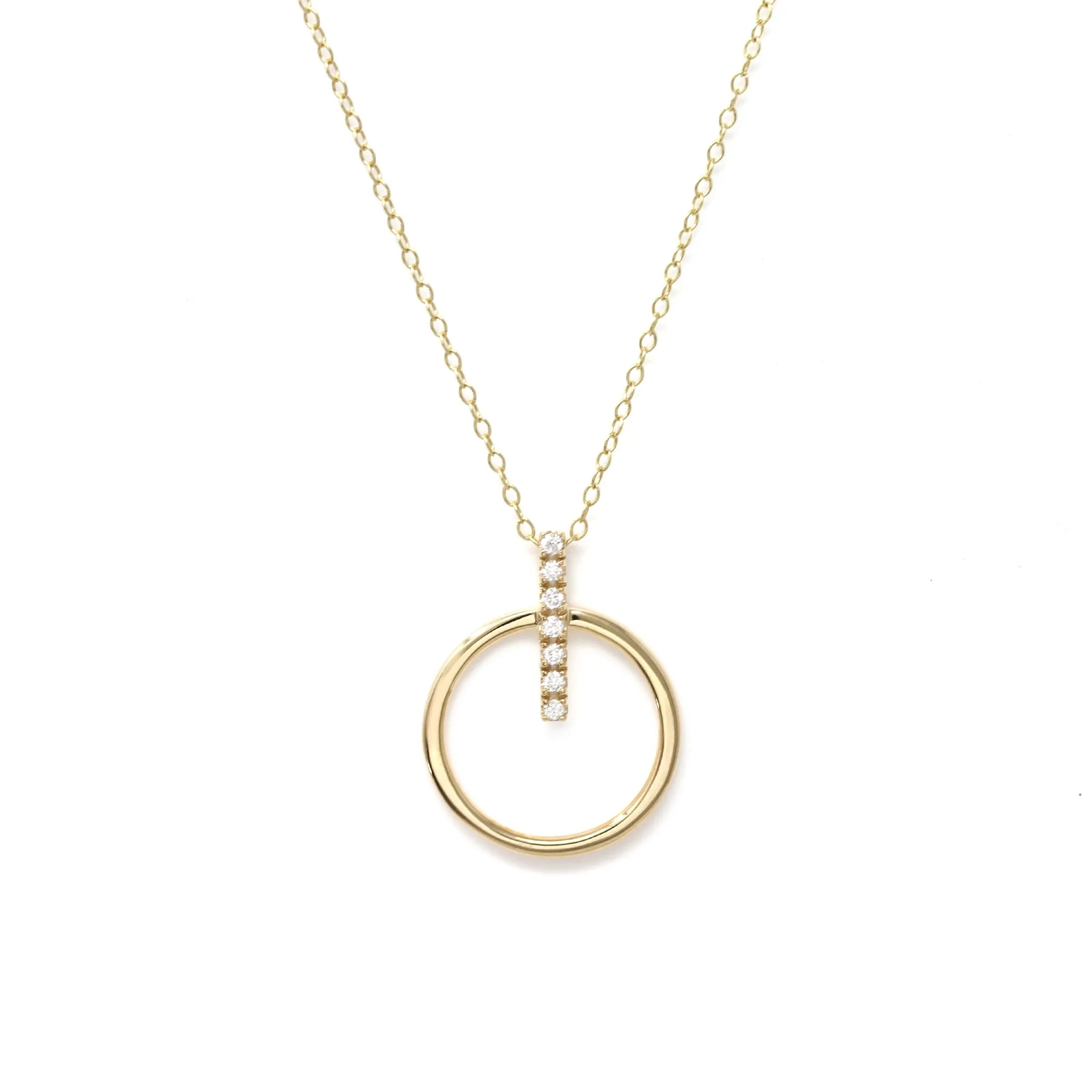 Circle Drop Diamond Necklace - Yellow Gold