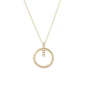 Circle Drop Diamond Necklace - Yellow Gold