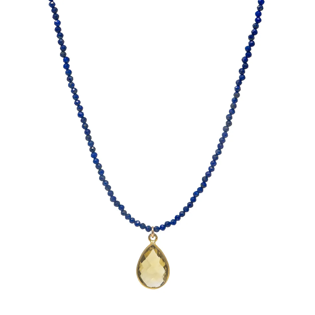 Citrine Drop on Lapis Necklace