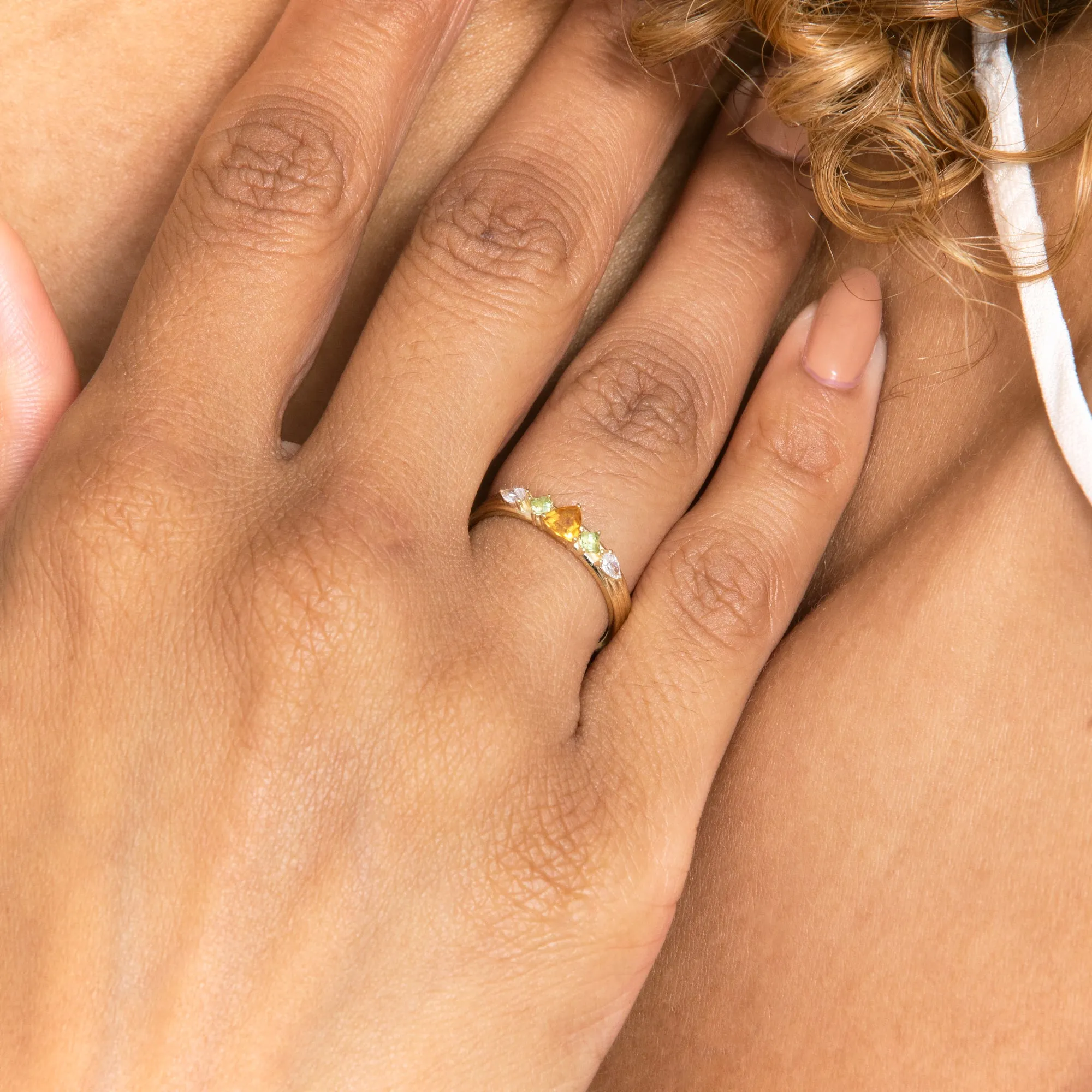 Citrine Peridot Diamond Ring, Farida