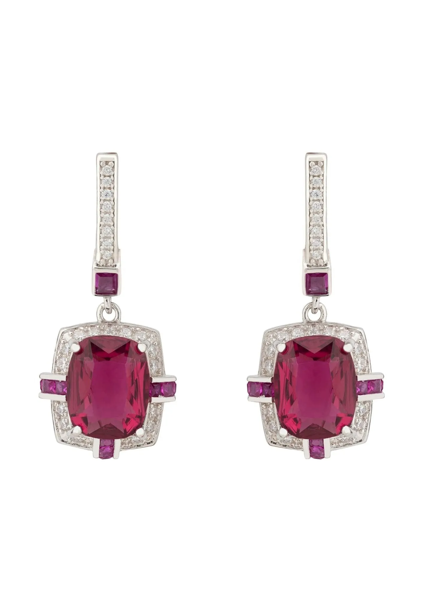 Clarence Silver Earrings Ruby