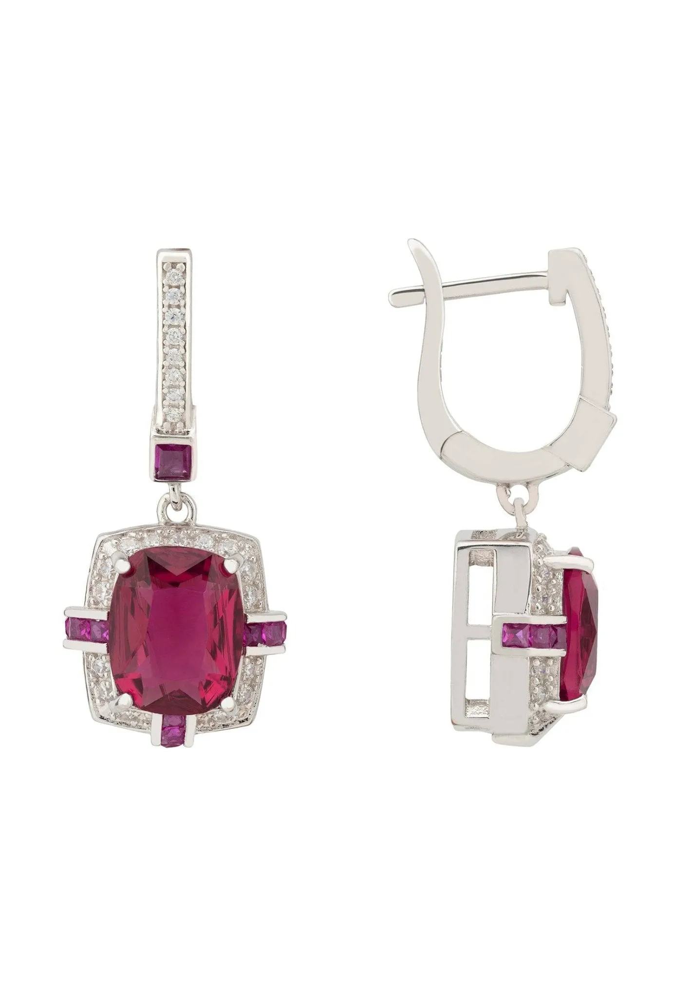 Clarence Silver Earrings Ruby