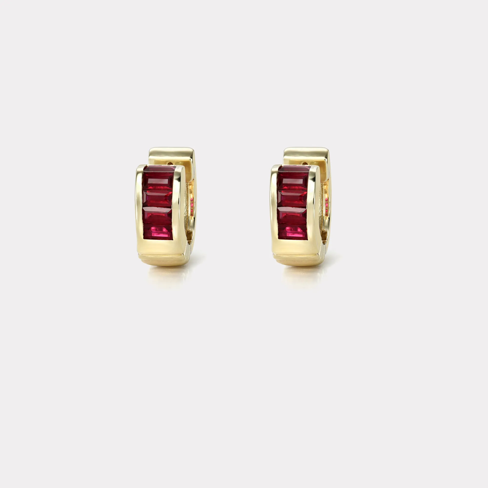 Classic Baguette Buckle Huggies -  Ruby