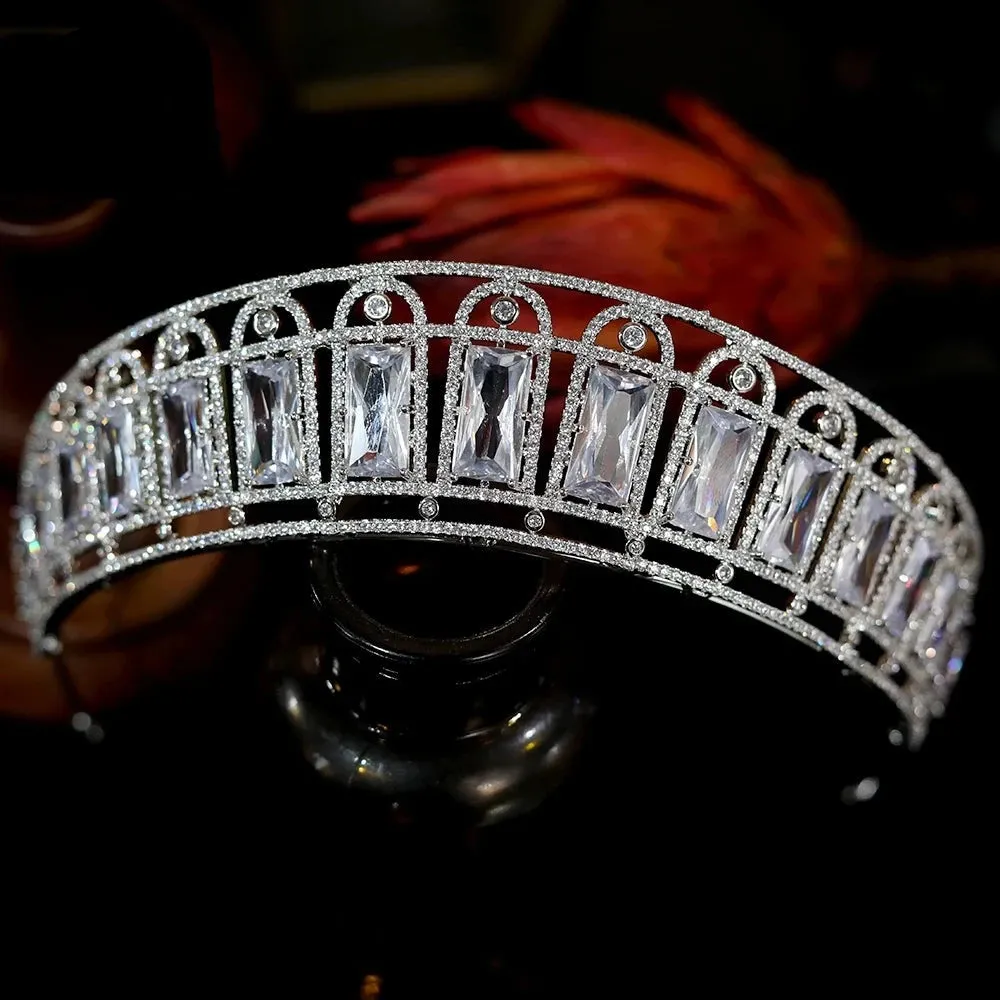 Classic European Queen's Crown Cubic Zirconia  Wedding Tiara