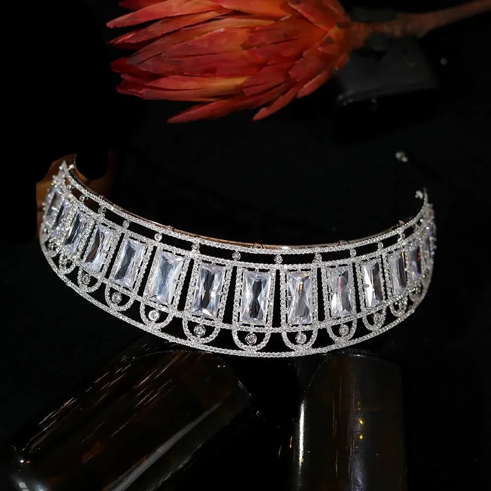 Classic European Queen's Crown Cubic Zirconia  Wedding Tiara