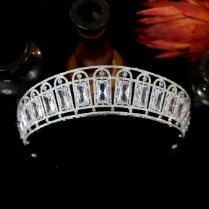 Classic European Queen's Crown Cubic Zirconia  Wedding Tiara