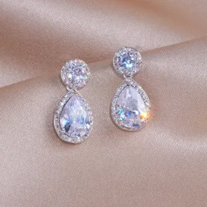 Classic Water Drop Shaped Cubic Zirconia Crystal Earrings