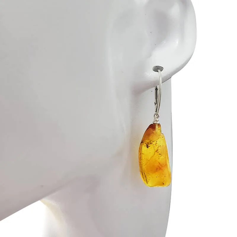 Cognac Amber Drop Earrings