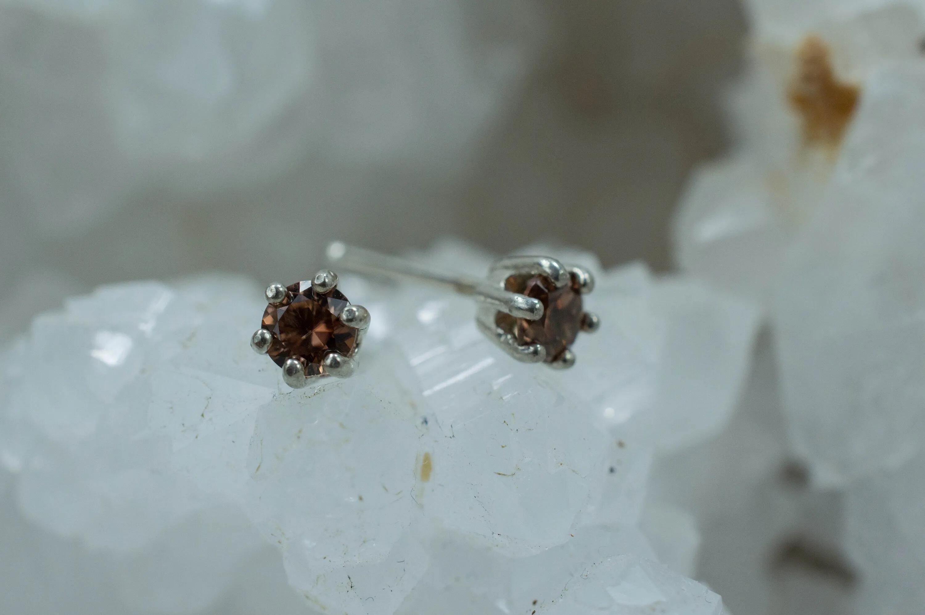 Cognac Zircon Earrings; Genuine Untreated Tanzania Zircon
