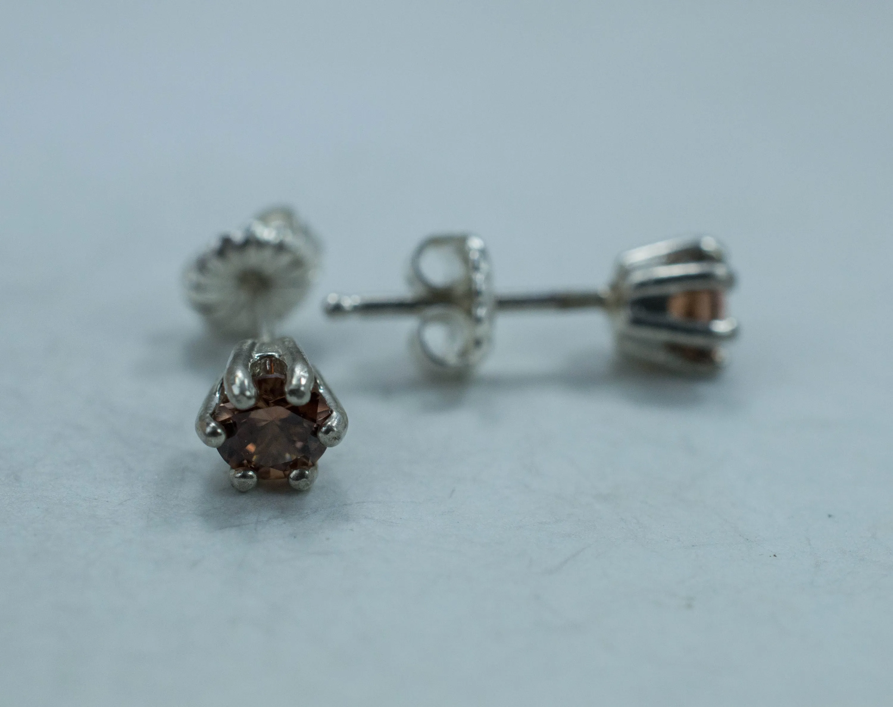 Cognac Zircon Earrings; Genuine Untreated Tanzania Zircon