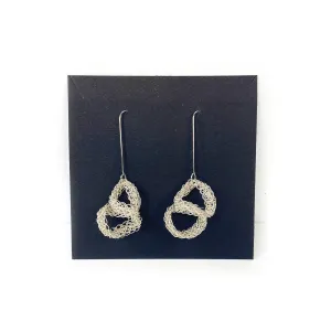 Cottler Fox Earrings: Long Silver Spiral Crochet