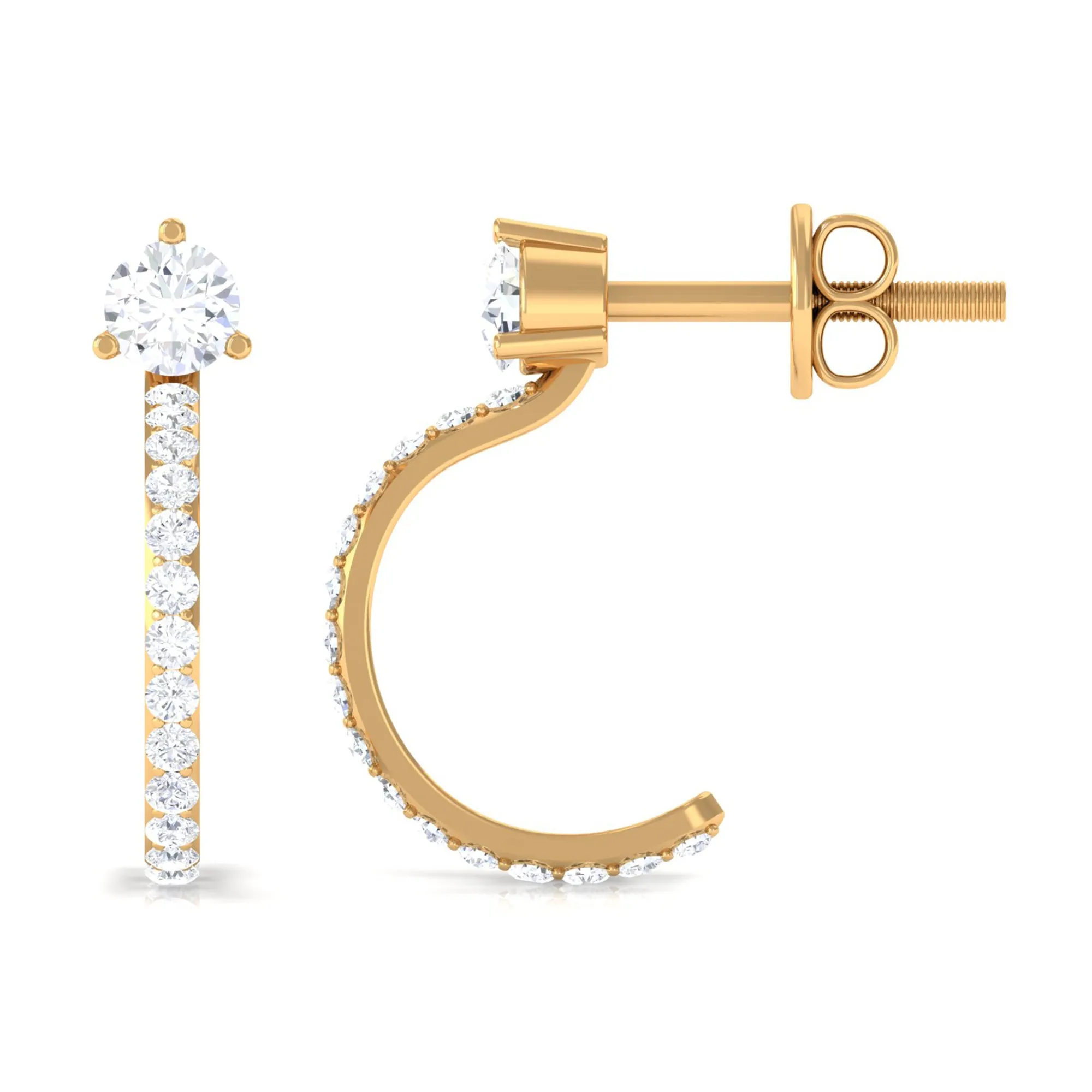 Cubic Zirconia Minimal Half Hoop Earrings