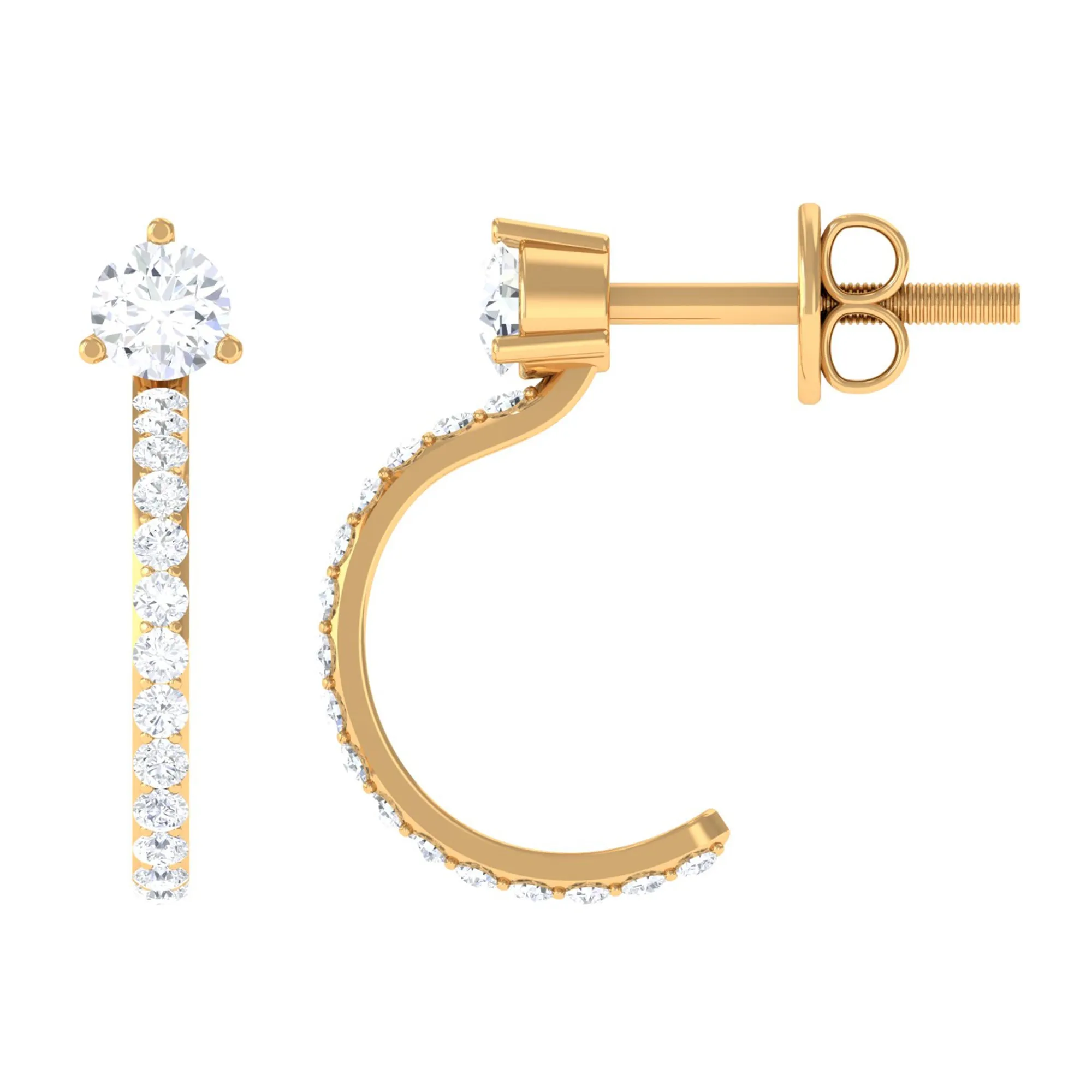 Cubic Zirconia Minimal Half Hoop Earrings