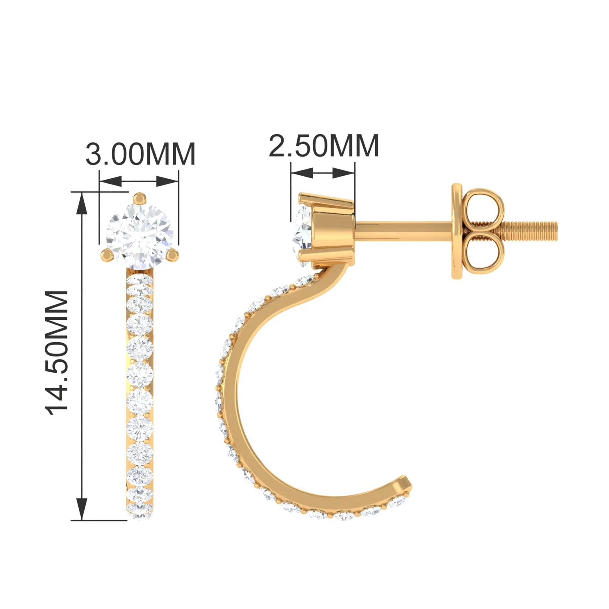 Cubic Zirconia Minimal Half Hoop Earrings