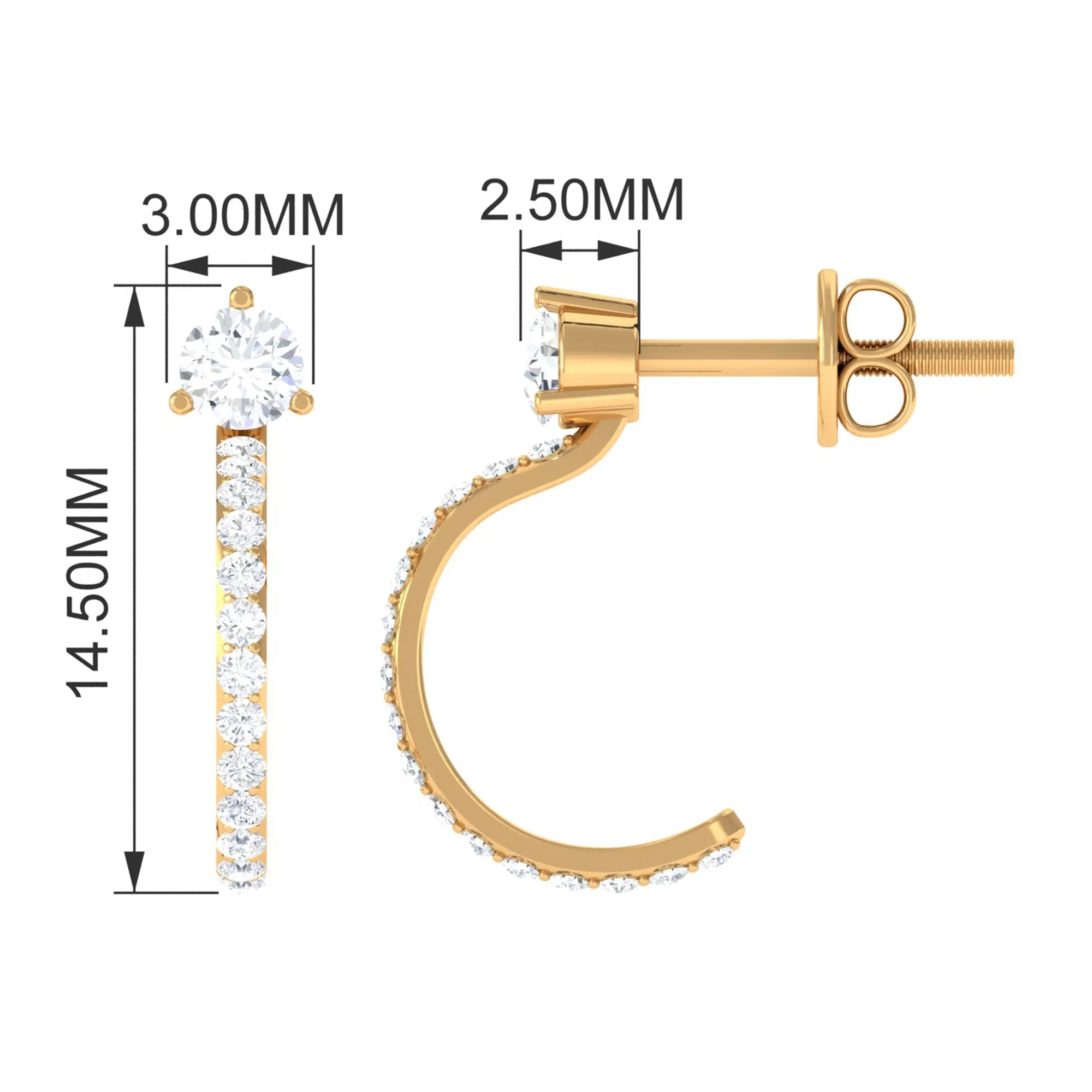 Cubic Zirconia Minimal Half Hoop Earrings