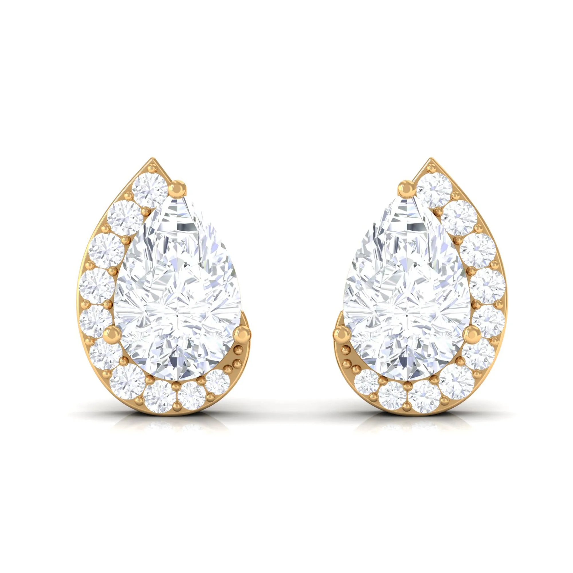 Cubic Zirconia Teardrop Stud Earrings with Screw Back
