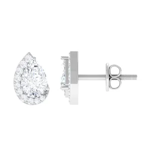 Cubic Zirconia Teardrop Stud Earrings with Screw Back