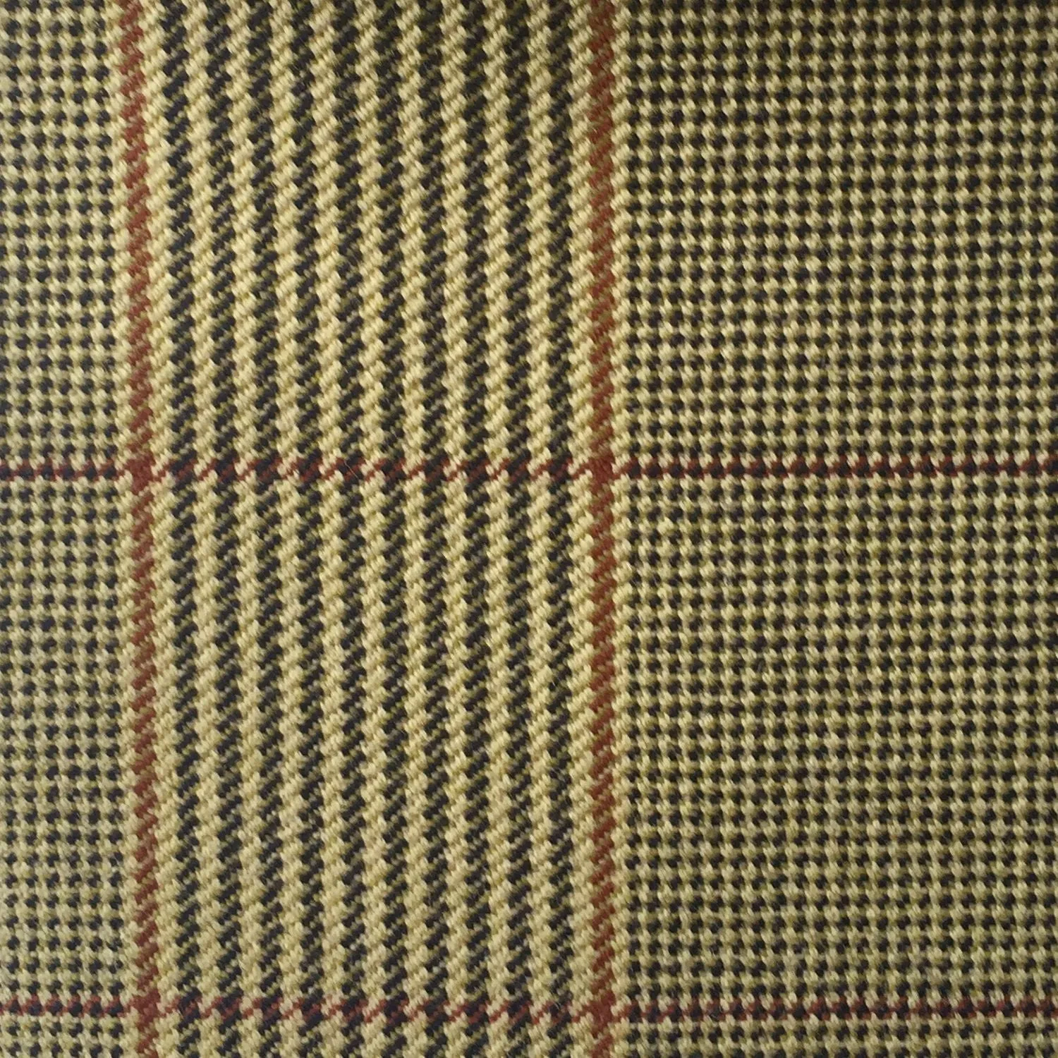Dark Creme, Black, Magenta And Amber Glen Check Country Tweed Jacketing