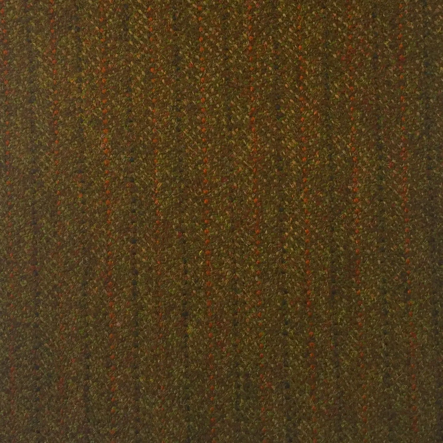 Dark Green And Brown With Orange And Black Stripe Country Tweed Jacketing