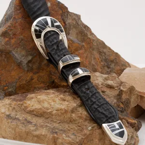 David Rosales 1" Tuxedo Inlaid Sterling Silver Ranger Belt Buckle