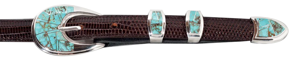 David Rosales #8 Turquoise 1" Inlaid Ranger Belt Buckle