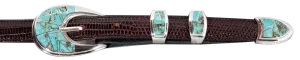 David Rosales #8 Turquoise 1" Inlaid Ranger Belt Buckle