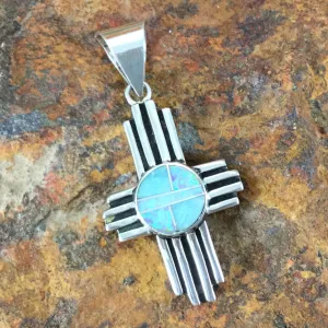 David Rosales Amazing Light Inlaid Sterling Silver Pendant Cross