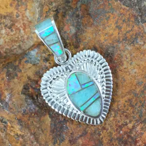 David Rosales Amazing Light Inlaid Sterling Silver Pendant Heart